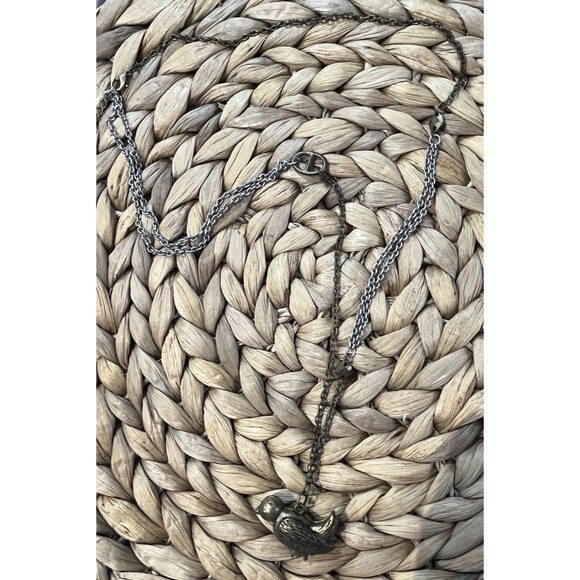 Vintage Style Antique Gold & Silver Bird Pendant Necklace 28in Bird Lovers - Picture 4 of 7